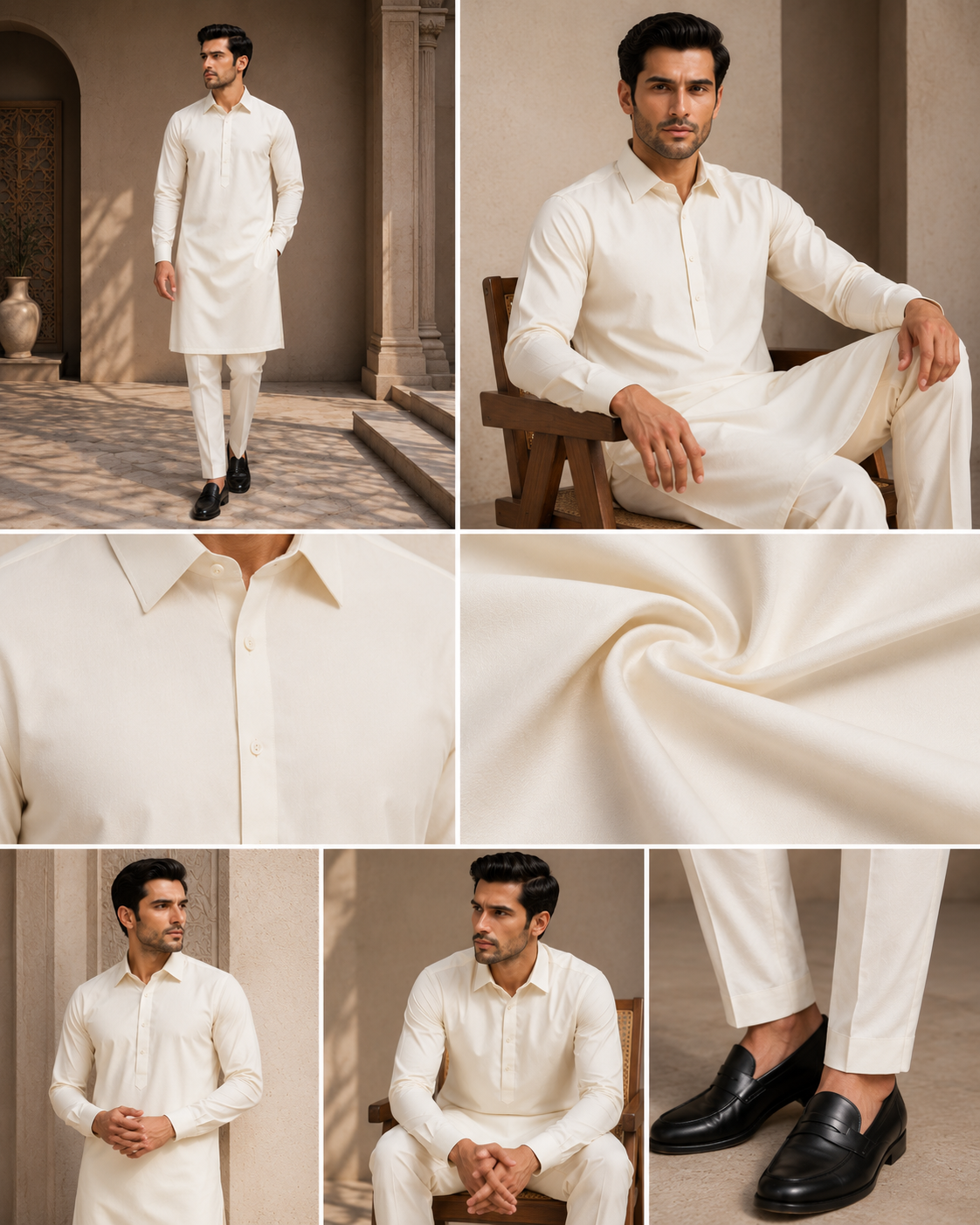 White Classic Panjabi & Pajama Full Set |P-0050