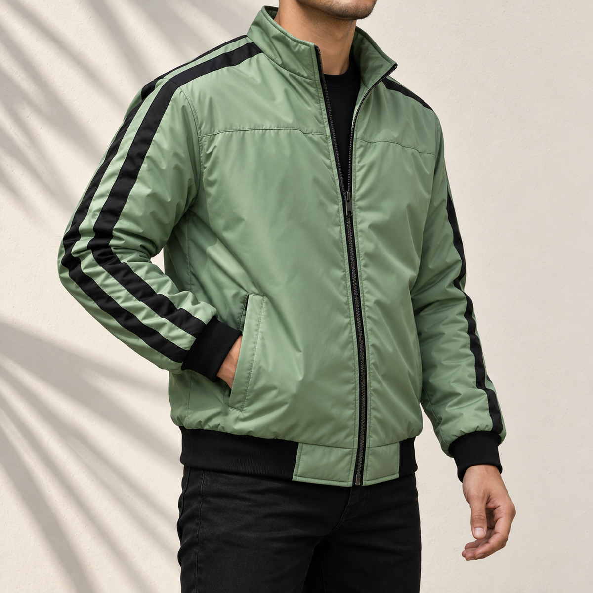 PREMIUM SAGE GREEN STRIPE JACKET FOR MEN – ADS-12