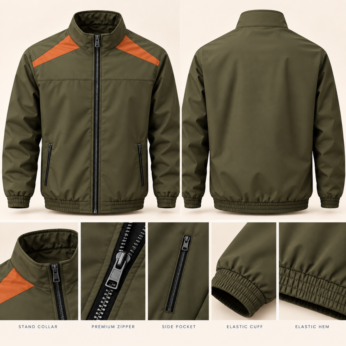 EVERYDAY OLIVE ACCENT JACKET FOR MEN | DGI-706