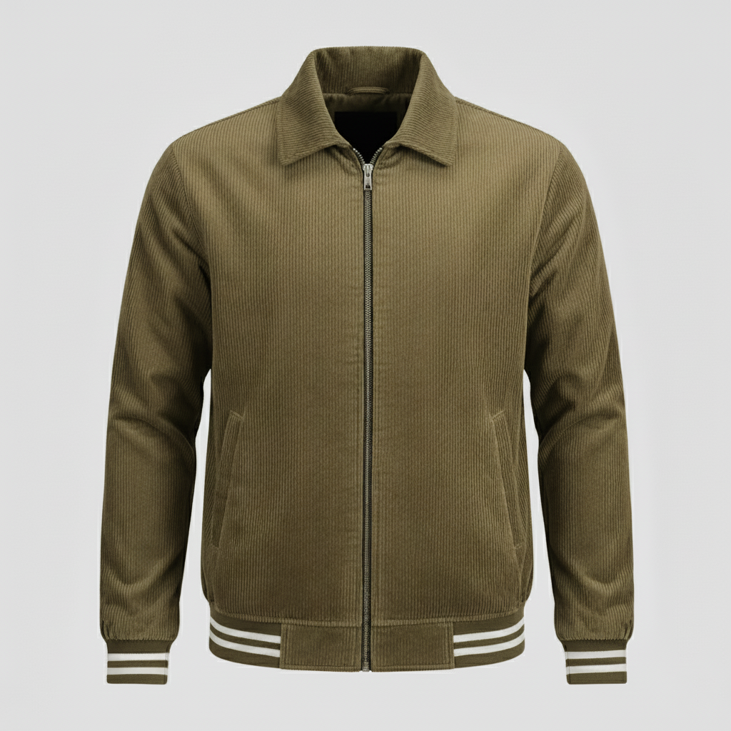 Corduroy Sherpa Jacket-Deep Olive Color/SF-130