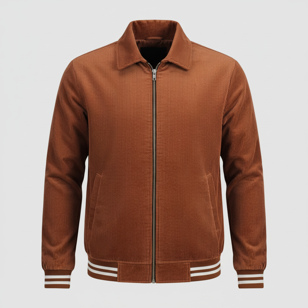 Corduroy Sherpa Jacket-Deep Orange Color/SF-110