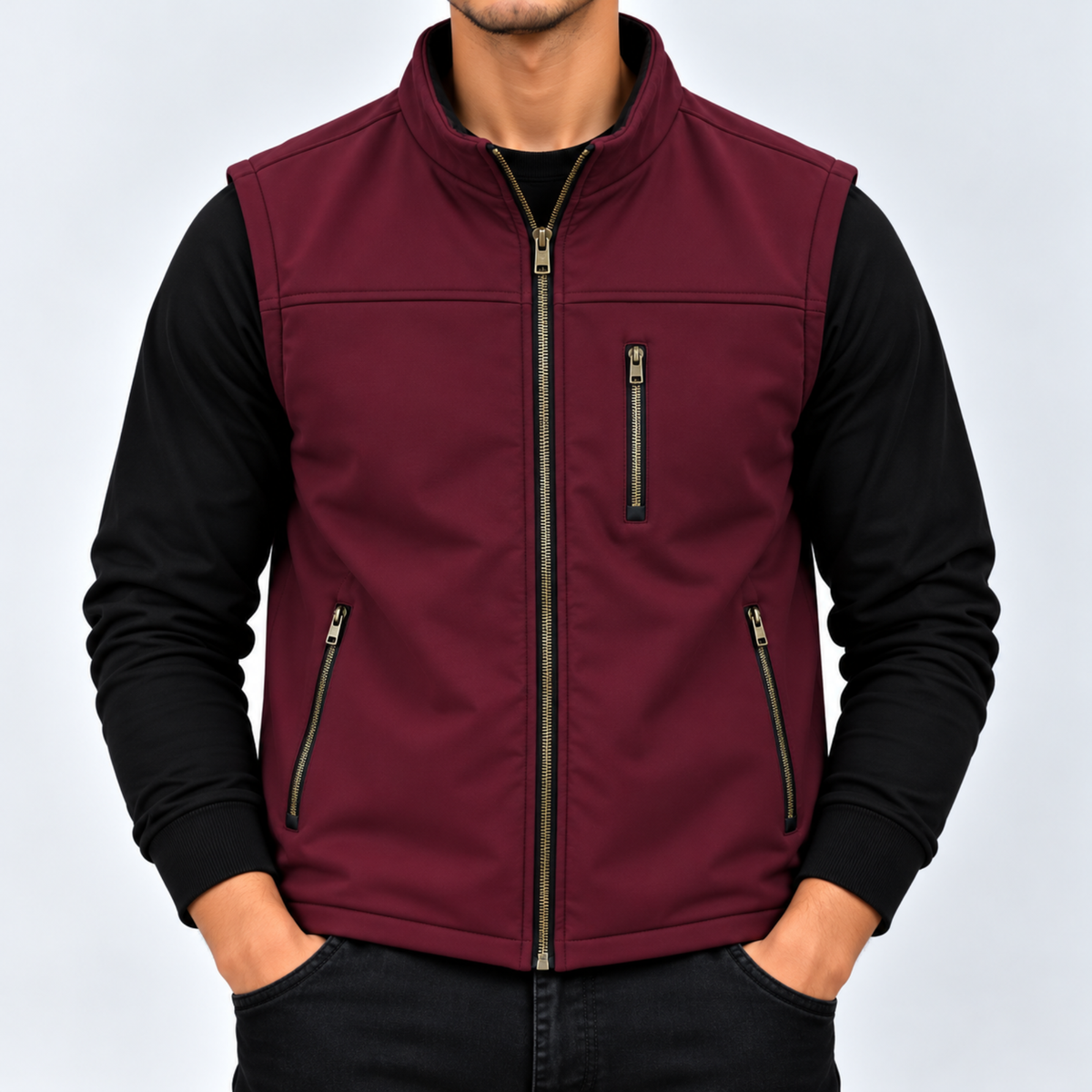 PUFFER VEST MAROON JACKET | HF-110