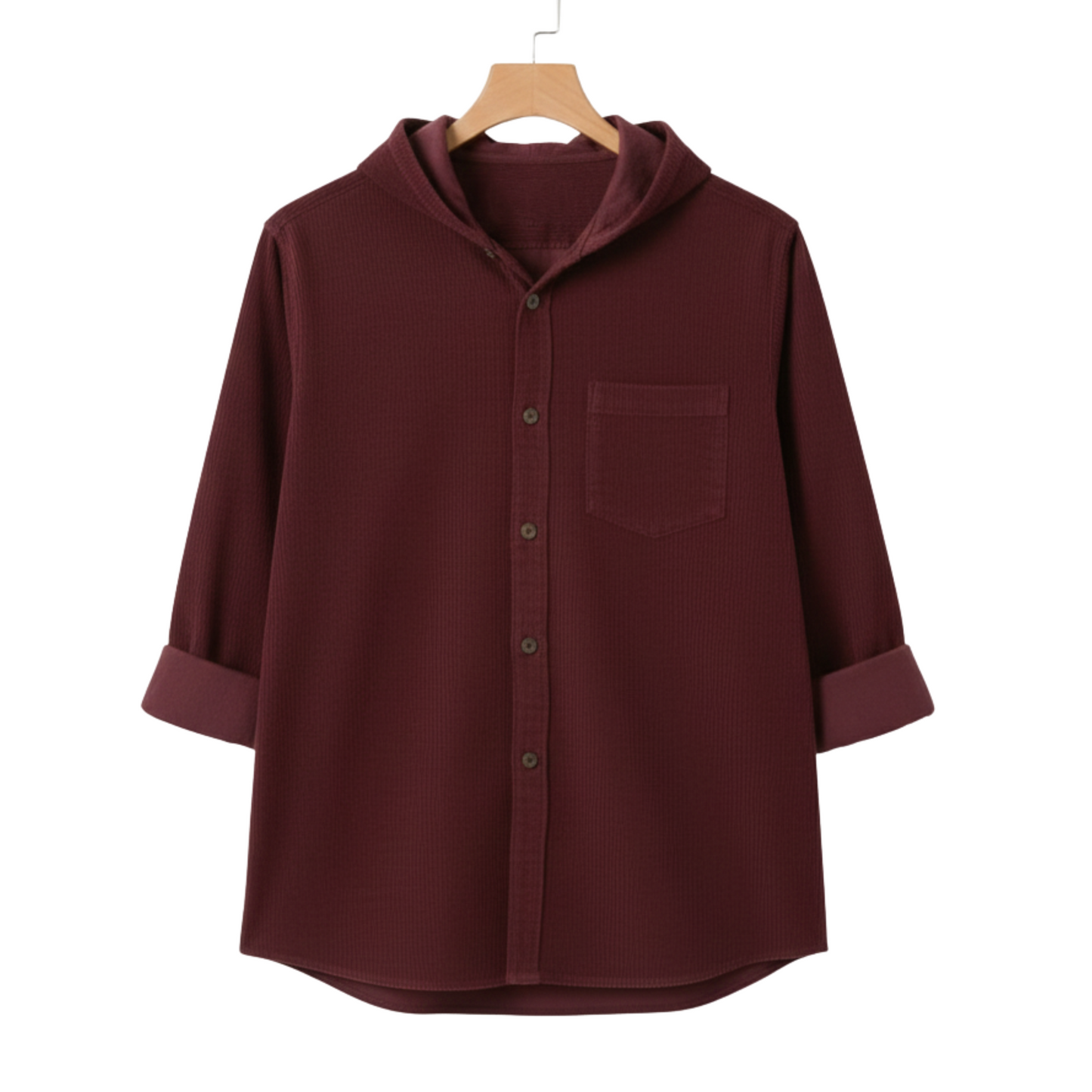 Burgundy Luxe Hoodie Shirt | CD-001