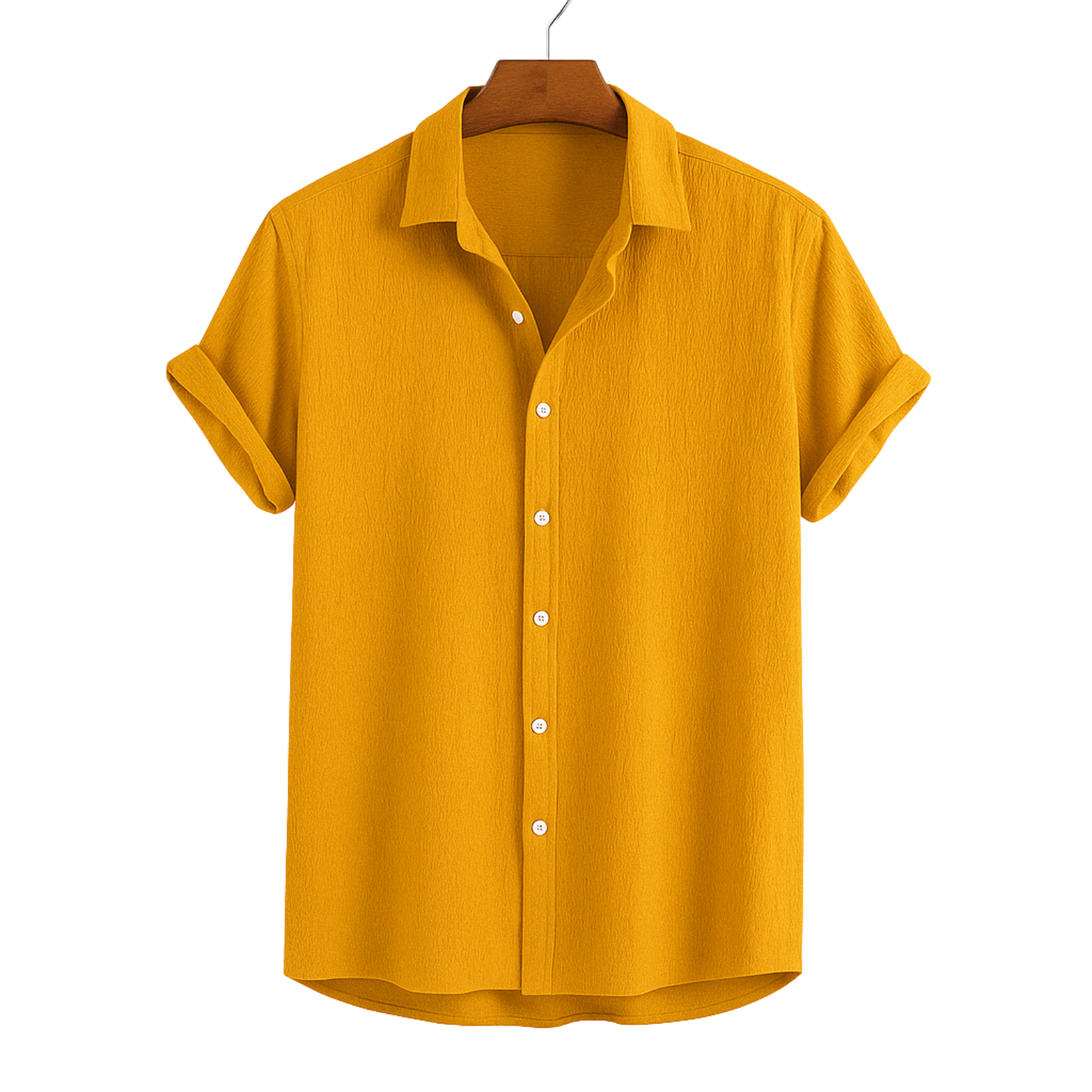 Mustard Yellow Short Sleeved Shirt|H-4081