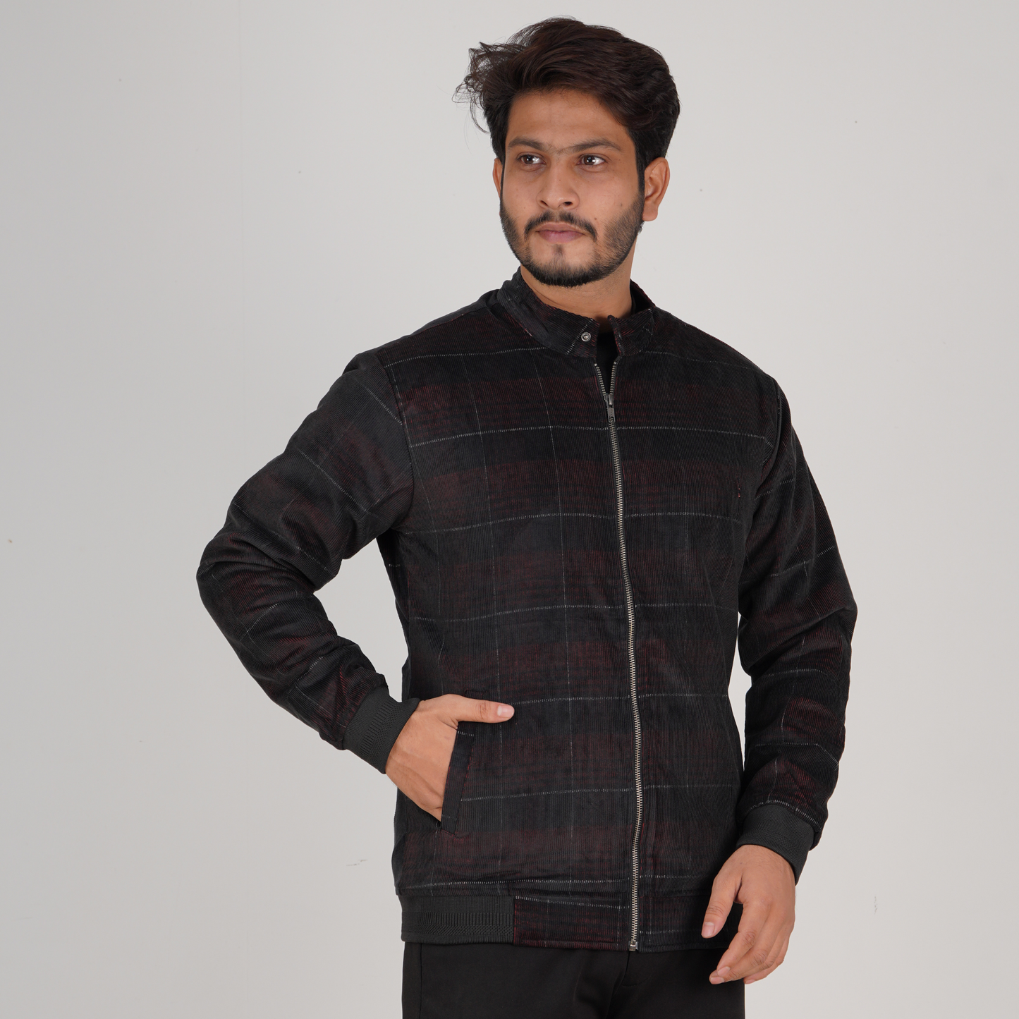 Men’s Corduroy Jacket in Black Marron CD-20