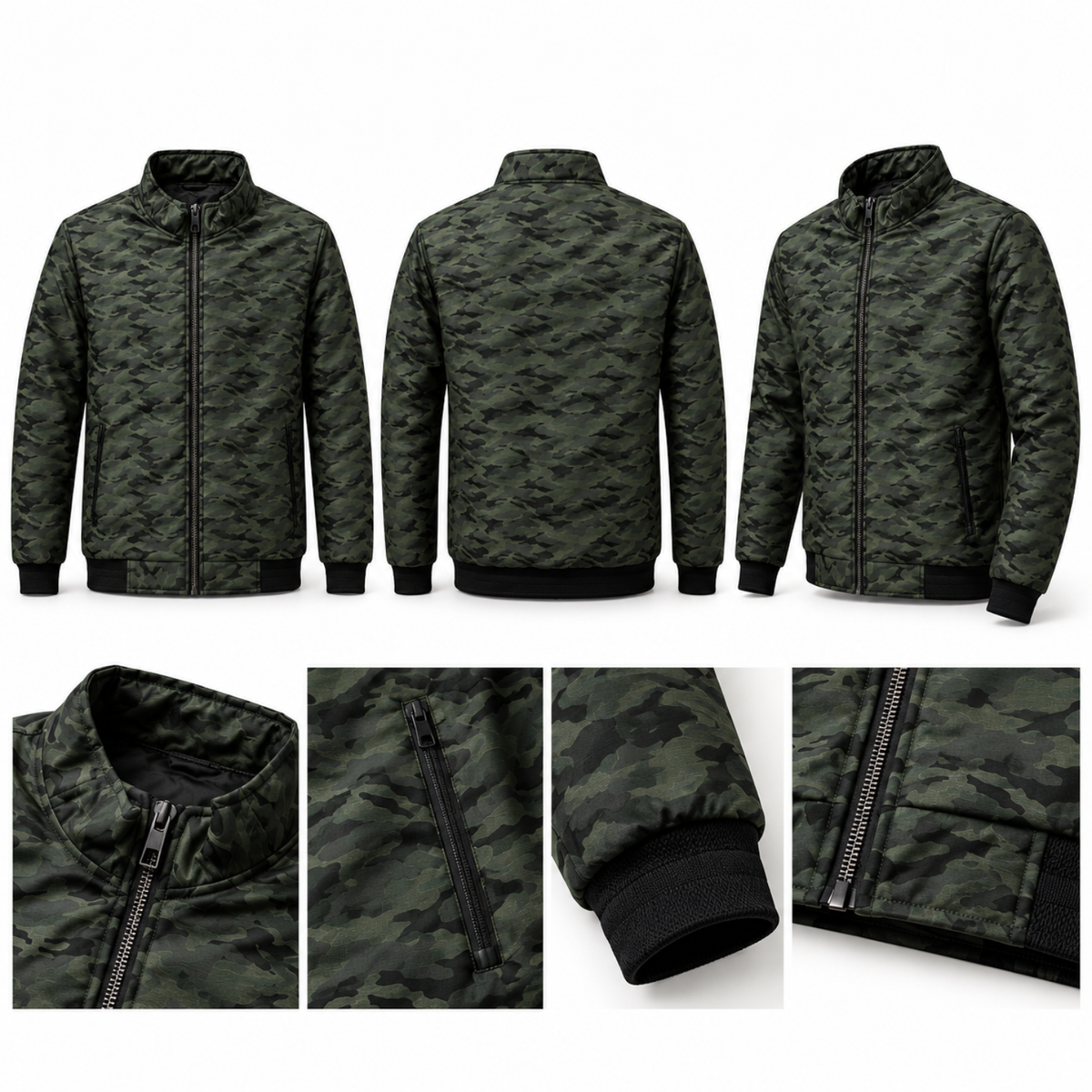 KM-520 Camouflage High-Neck Winter Jacket For Mens