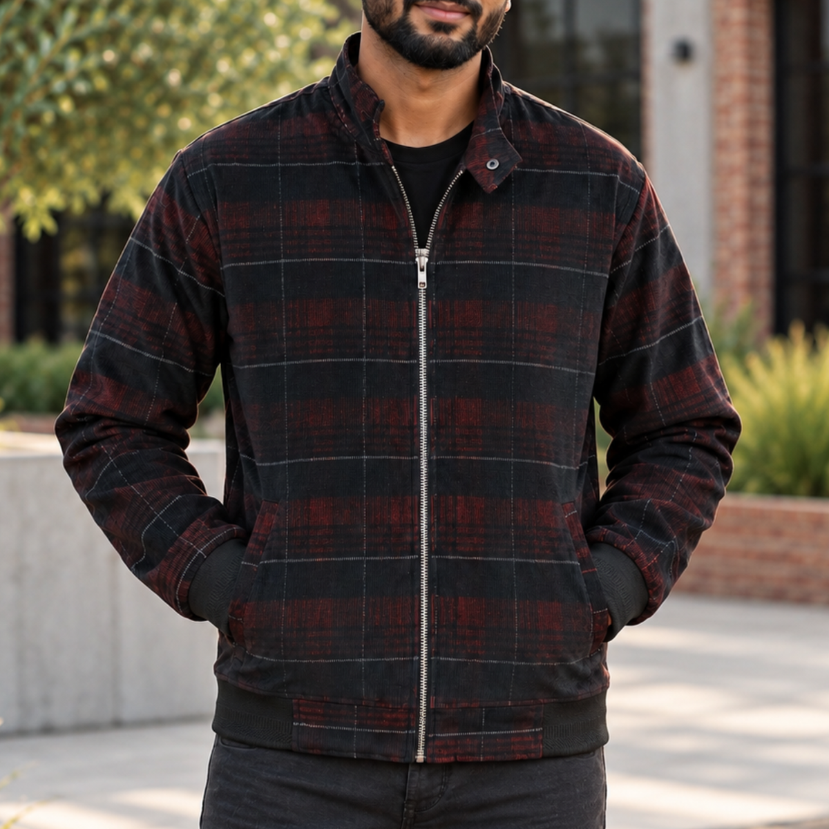 Men’s Corduroy Jacket in Black Marron CD-20