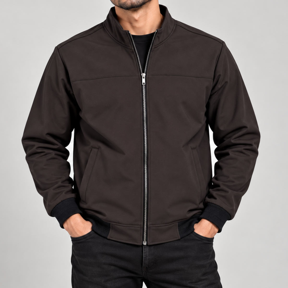 Men’s Bonded Jacket in Dark Chocolate-BH-480