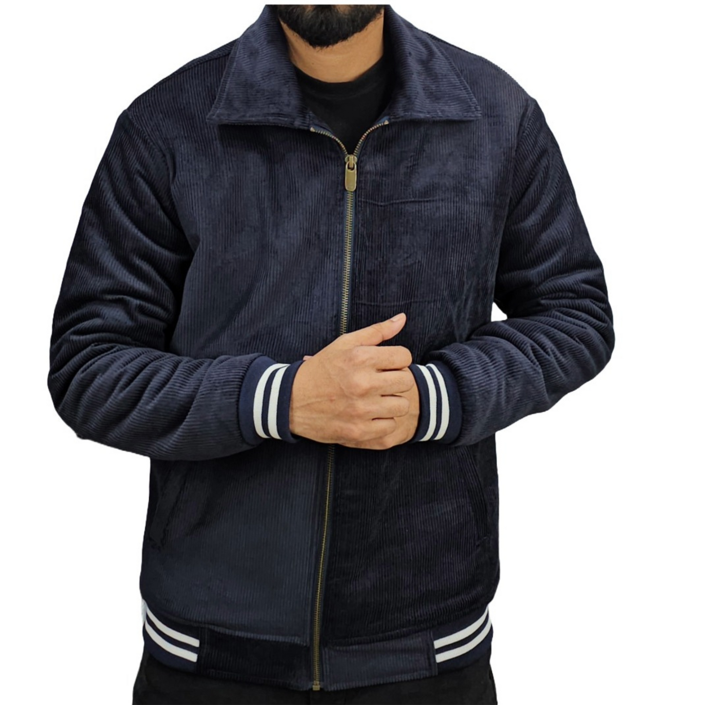 Corduroy Sherpa Jacket- Navy Blue Color/SF-150