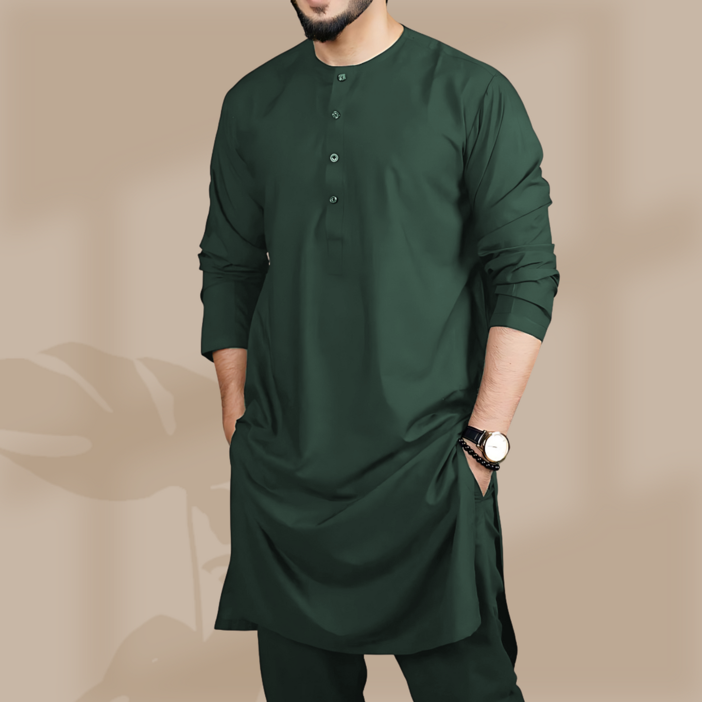 Bottle green color Classic Panjabi & Pajama Full Set|P-0010