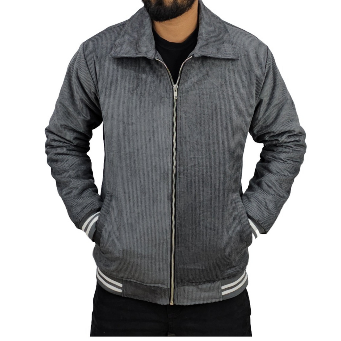 Corduroy Sherpa Jacket- Grey Color/SF-140