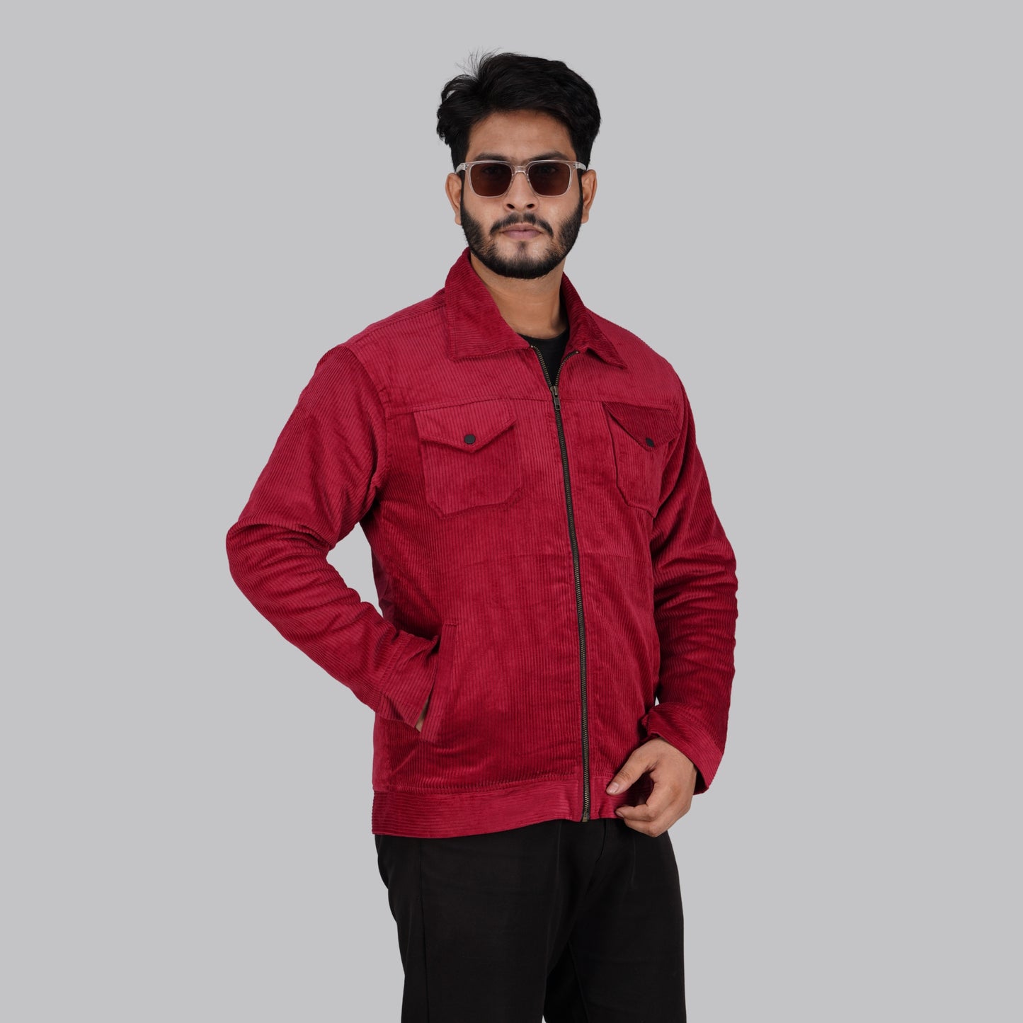 Men’s Corduroy Jacket in Dark Red -CD-815