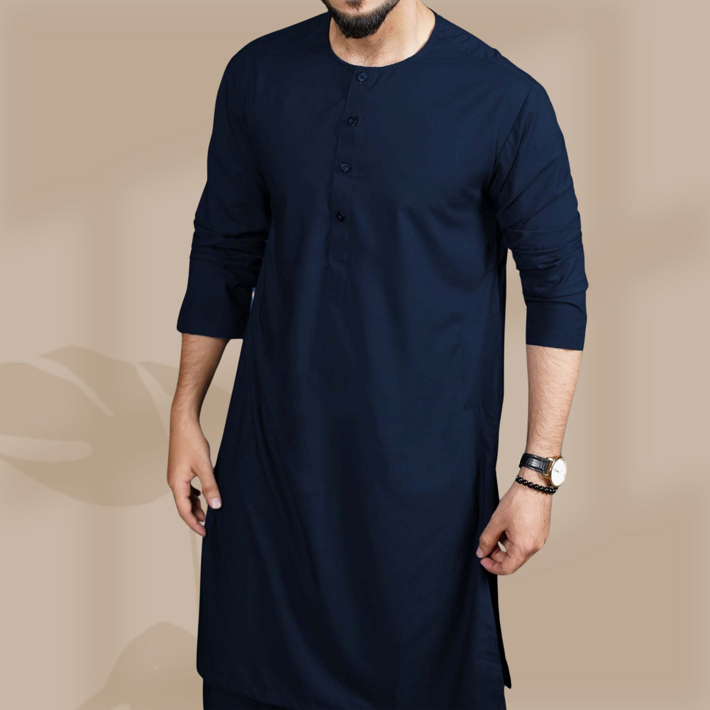 Navy blue Classic Panjabi & Pajama Full Set|P-0011