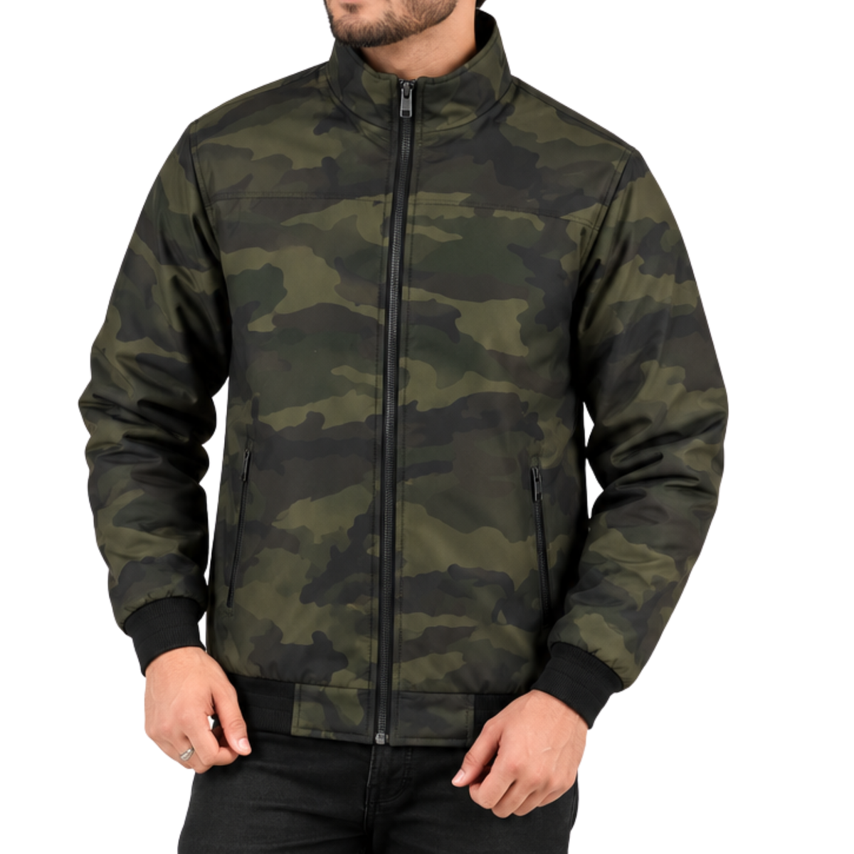KM-530 Camouflage High-Neck Winter Jacket For Mens
