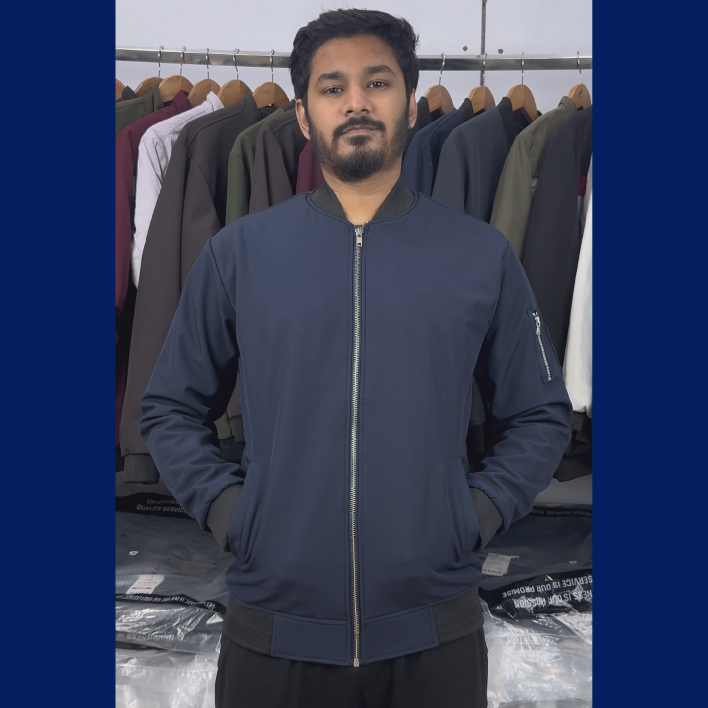 V-3 Navy Blue Bomber Jacket
