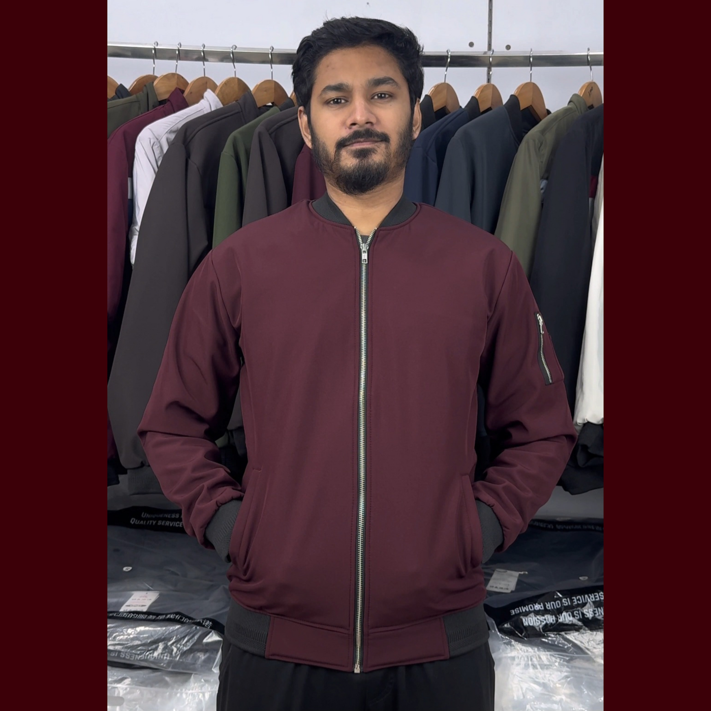 V-4 Maroon Red Bomber Jacket