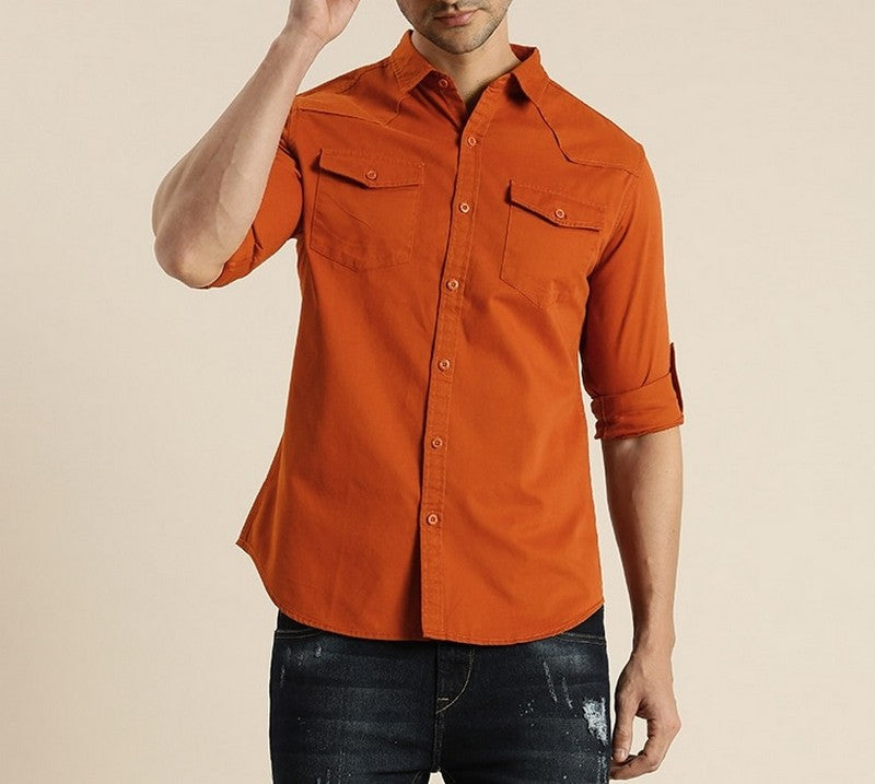 Men's Double Pocket Shirt | Y2K-444 Orange Roughy