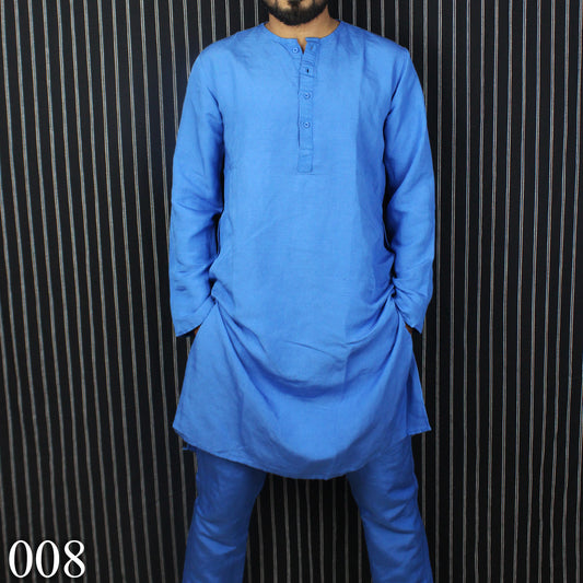 Royal-blue Classic Panjabi & Pajama Full Set