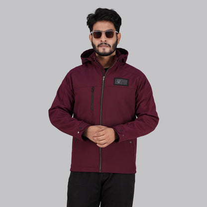 HD-220: Deep Maroon Zip-Front Technical Hooded Jacket