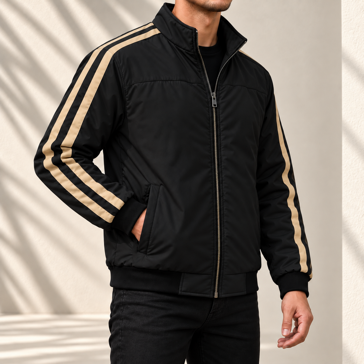 PREMIUM BLACK STRIPE JACKET FOR MEN|ADS-11
