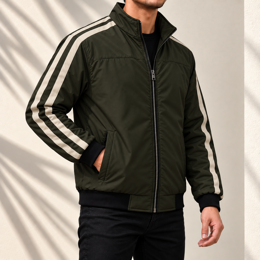 PREMIUM OLIVE STRIPE JACKET FOR MEN – ADS-13