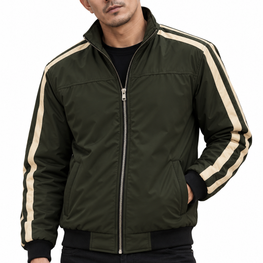 PREMIUM OLIVE STRIPE JACKET FOR MEN – ADS-13