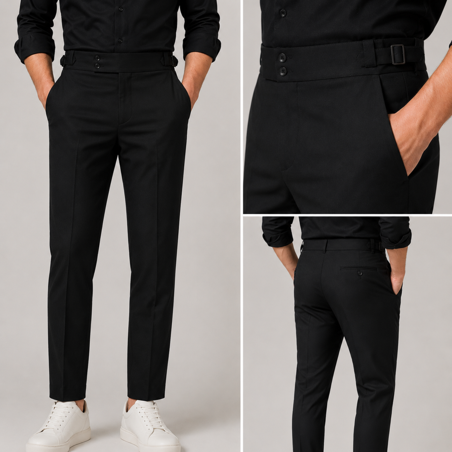 Midnight Black Gurkha Formal Pant – Premium Slim Fit