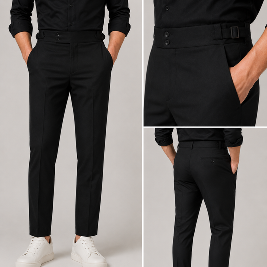 Midnight Black Gurkha Formal Pant – Premium Slim Fit