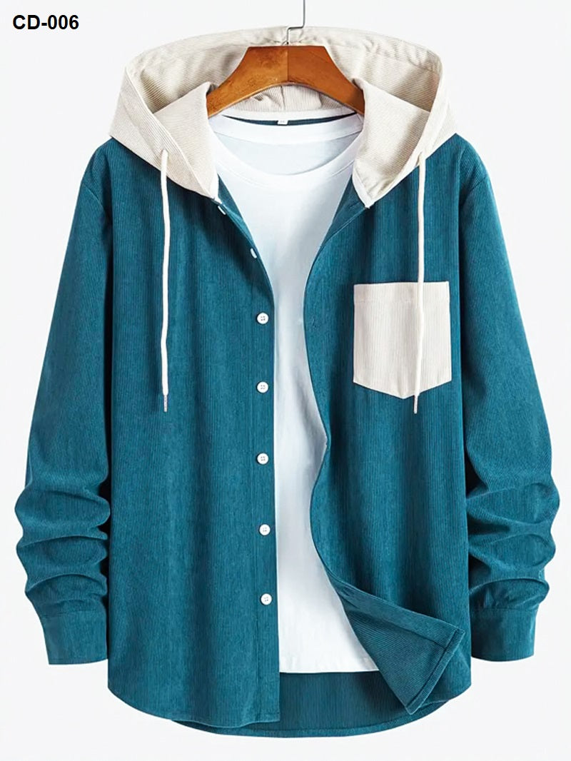 Jorg Solid Corduroy Mix Match Hoodie Shirt CD-006