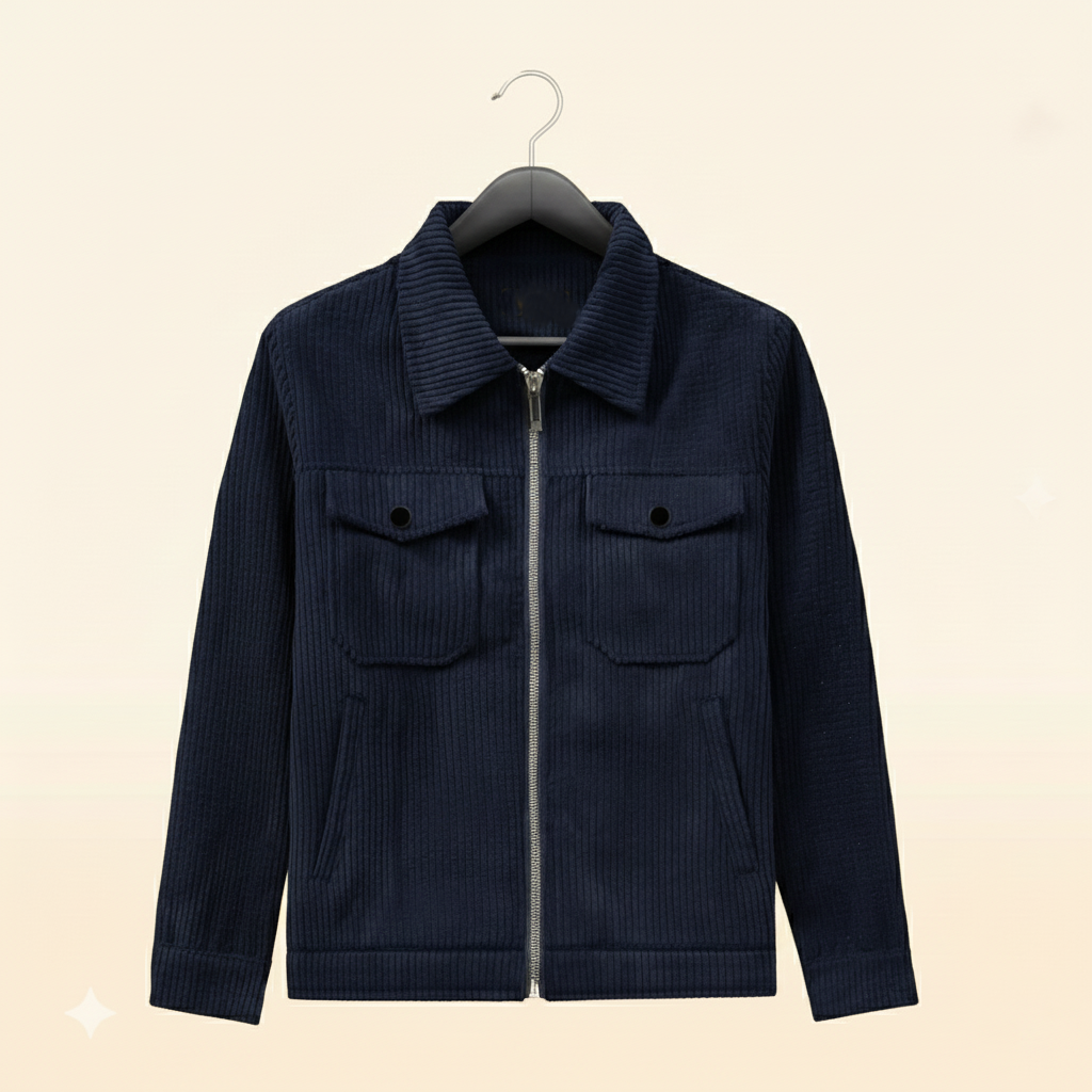 Men’s Corduroy Jacket in Navy Blue-CD-830