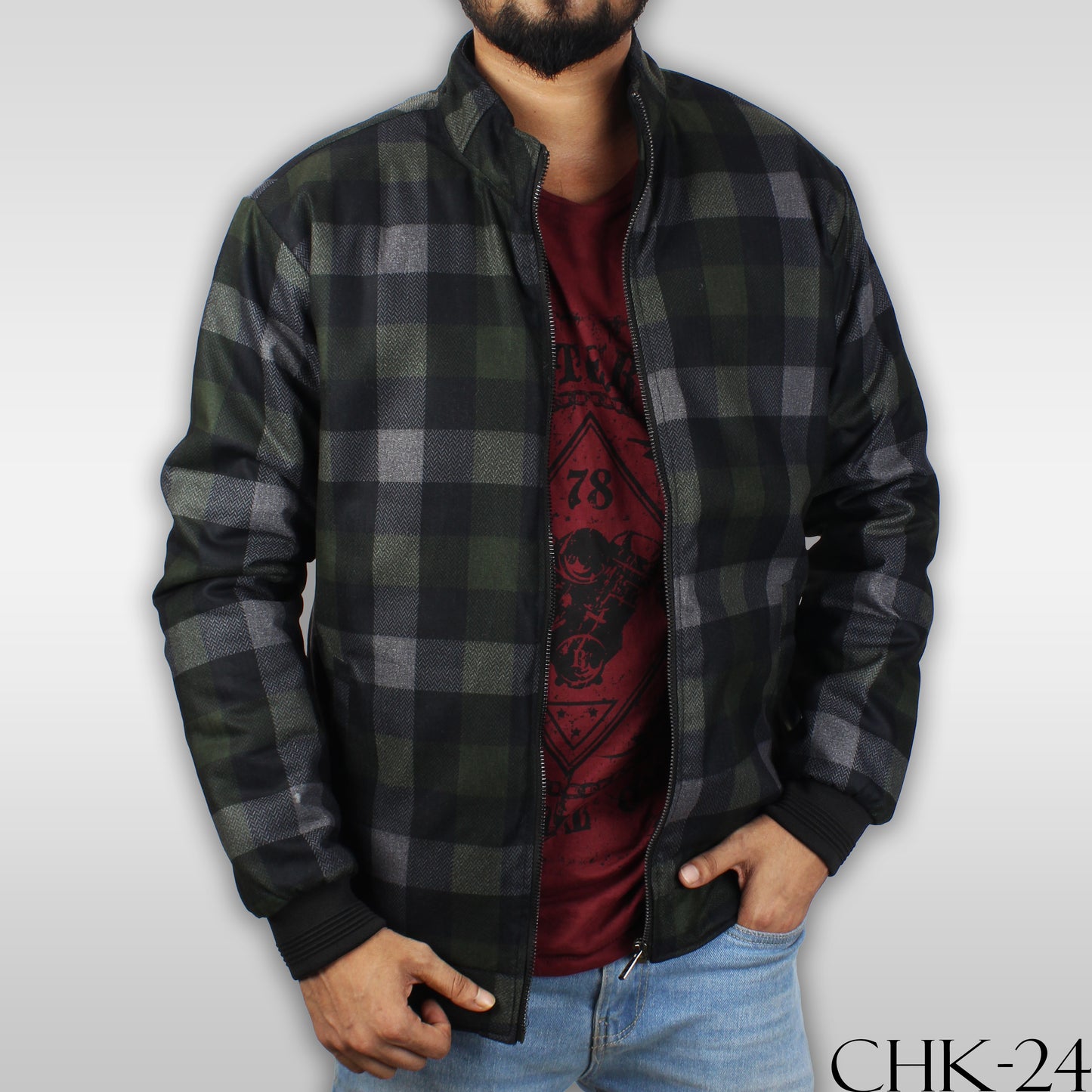 CHK-24 green plaid JACKET FOR MEN