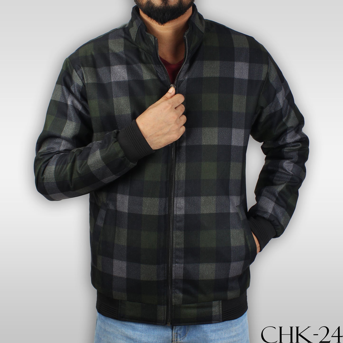 CHK-24 green plaid JACKET FOR MEN