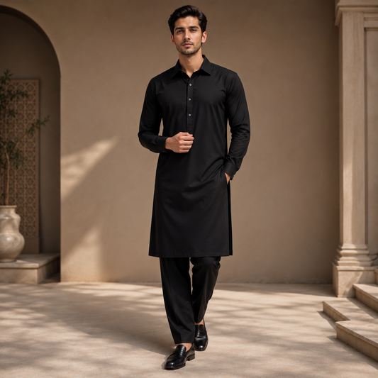 Black Classic Panjabi & Pajama Full Set |P-0045