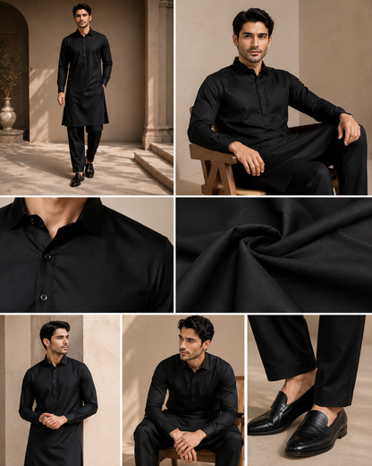 Black Classic Panjabi & Pajama Full Set |P-0045