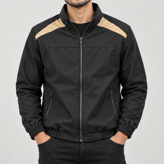 EVERYDAY BLACK BEIGE ACCENT JACKET FOR MEN | DGI-704
