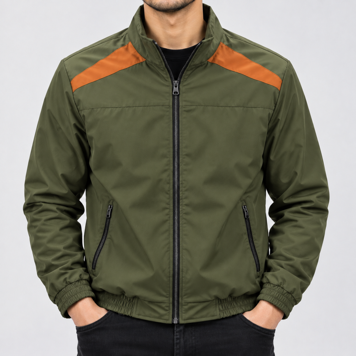 EVERYDAY OLIVE ACCENT JACKET FOR MEN | DGI-706