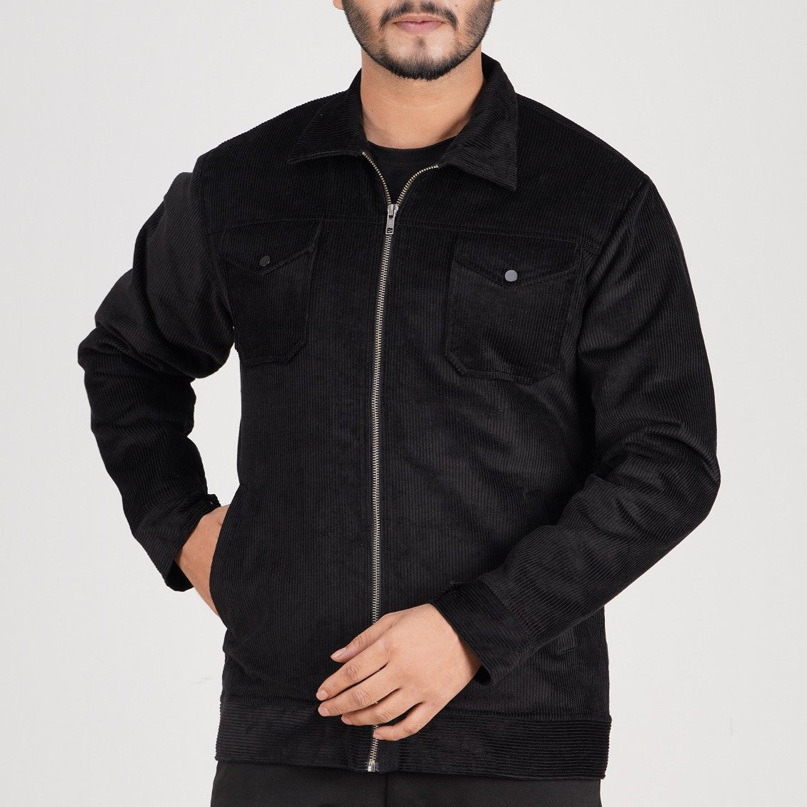 Men’s Corduroy Jacket in Black-CD-810