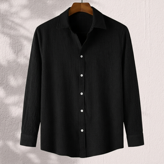 Black Premium Textured Summer Shirt | F-2010