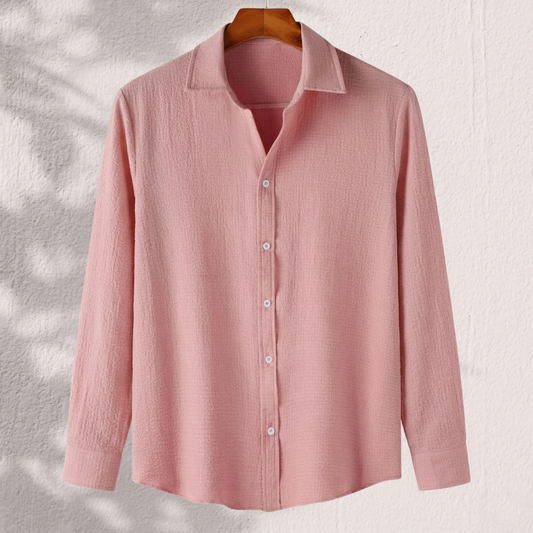 Baby Pink Premium Textured Summer Shirt | F-2011