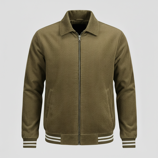 Corduroy Sherpa Jacket-Deep  Olive Color/SF-130