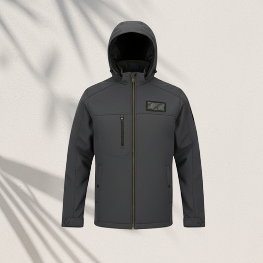 HD-230: Dark Gray Zip-Front Technical Hooded Jacket