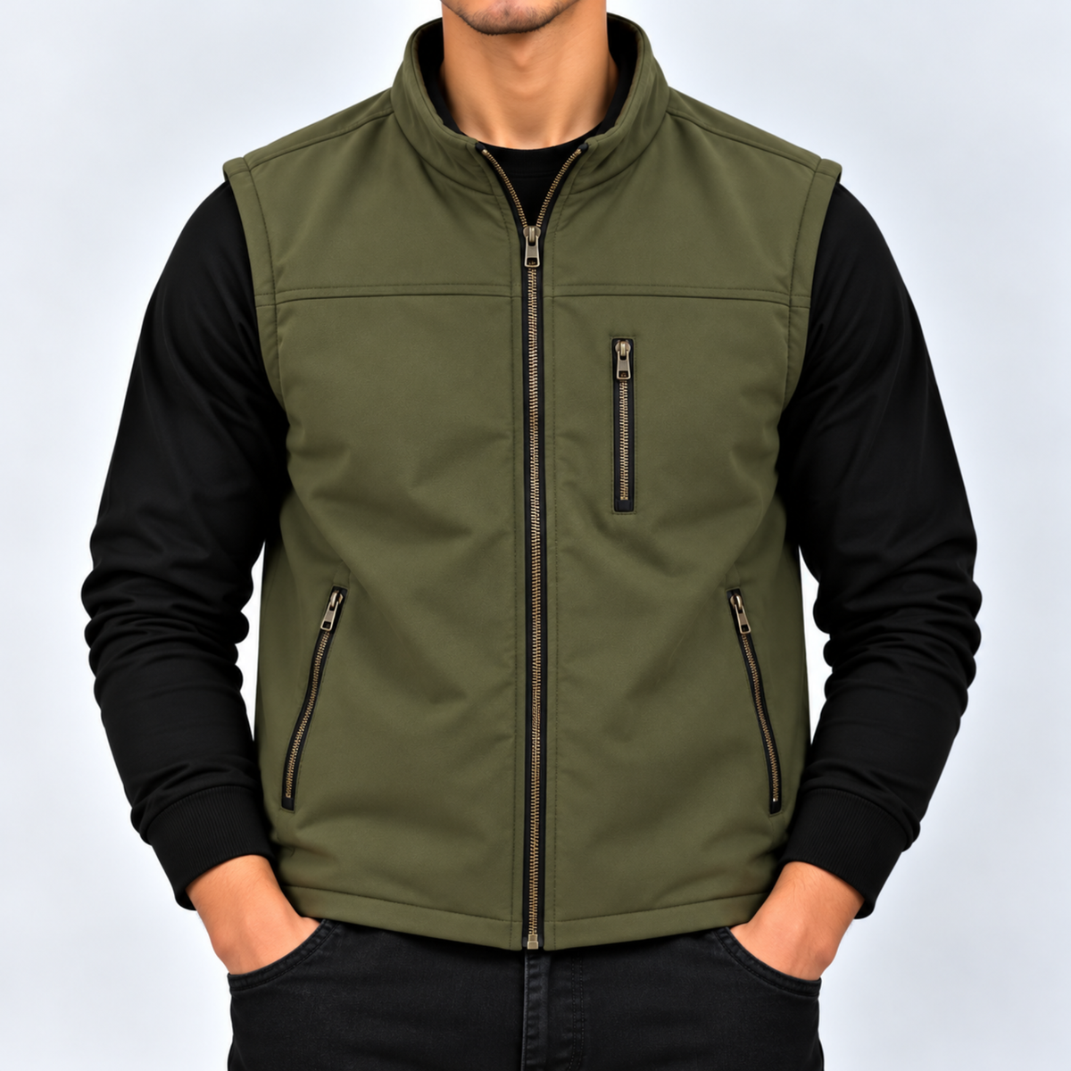 PUFFER VEST OLIVE JACKET | HF-115