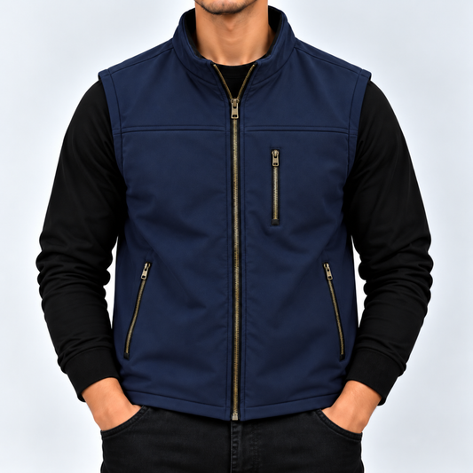PUFFER VEST NAVY BLUE  JACKET | HF-125
