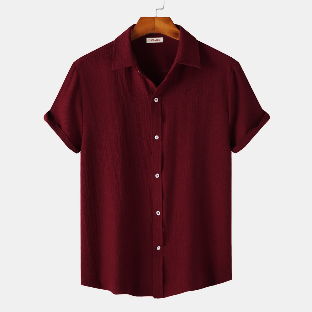 Maroon Color Short Sleeved Shirt‌‌‌‌‌| H-403