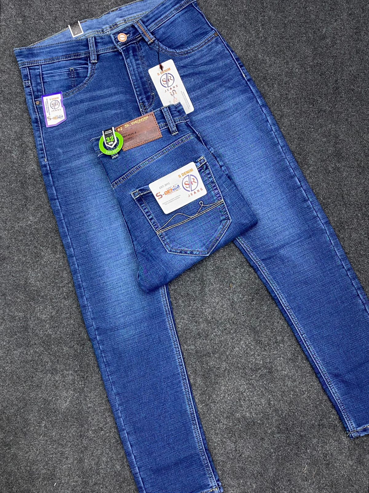 Navy-blue denim jeans