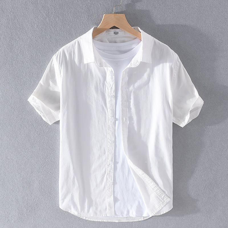 White Cotton Casual Half Shirt| H-11