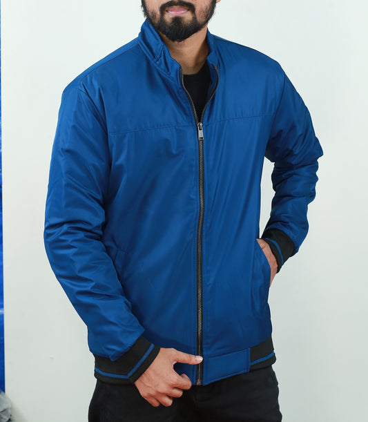 Dark Royal Blue Winter Jacket With White Stripes RP-170