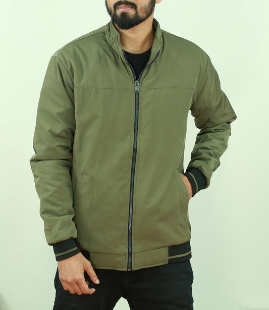 Olive Winter Jacket With White Stripes RP-175