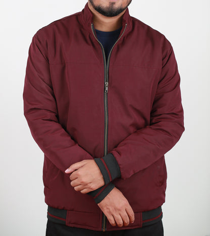 Maroon Winter Jacket With White Stripes RP-195