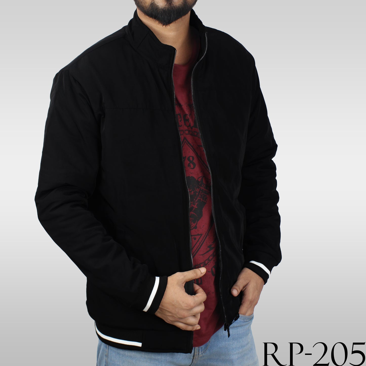 Men's black winter jacket.